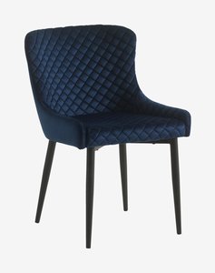 Jedálenská stolička PEBRINGE zamat modrá/čierna