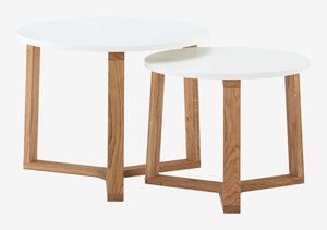 Tavolini sovrapponibili SVENSTRUP bianco/rovere 2 pezzi