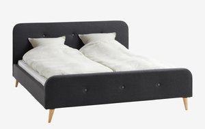 Bed frame KONGSBERG Double grey fabric