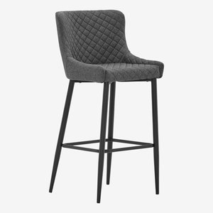 Chaise de bar PEBRINGE avec dossier tissu gris/noir