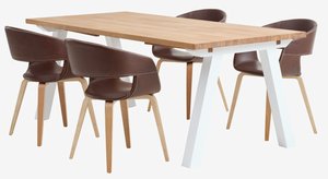 SKAGEN C200 mesa branco/carvalho + 4 HOLSTEBRO cadeiras cast