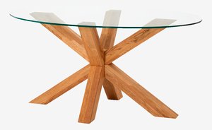 Τραπέζι μέσης AGERBY 60x100 γυαλί/δρυς