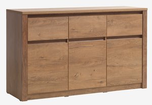 Sideboard VEDDE 3 doors 3 drawers wild oak