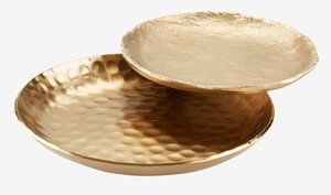 Trinket dish EDSELE D11/14cm golden metal set of 2