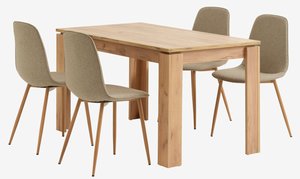 LINTRUP D140 stôl dub + 4 BISTRUP stoličky piesková