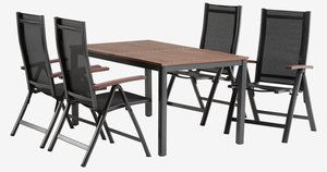 YTTRUP L150 table + 4 LIMHAMN chaises inclinables gris