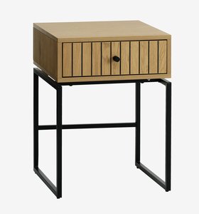 Noční stolek HEMDRUP 1 zásuvka barva dubu/černá