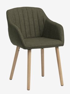 Καρέκλα τραπεζαρίας ADSLEV λαδί πράσινο ύφασμα/χρωματ. δρυς