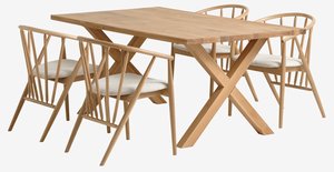 GRIBSKOV L180 Tisch Eiche + 4 ARNBORG Stühle Eiche