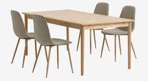 MARSTRUP L190/280 Tisch Eiche + 4 BISTRUP Stühle sand