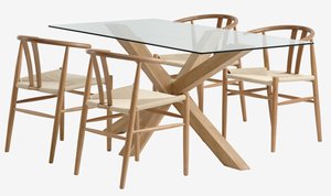 AGERBY L160 table chêne + 4 GUDERUP chaises chêne/naturel