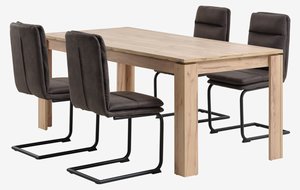 LINTRUP L190/280 table oak + 4 ULSTRUP anthracite