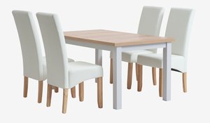 MARKSKEL Μ150/193 τραπέζι γκρι + 4 BAKKELY καρέκλες κρεμ