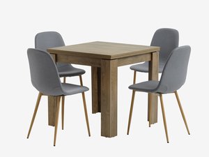 VEDDE L80/160 table wild oak + 4 JONSTRUP grey/oak chairs