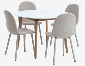 JEGIND d105 table white + 4 EJSTRUP chairs beige