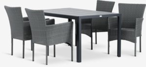 PINDSTRUP L150 tafel + 4 AIDT stoelen grijs