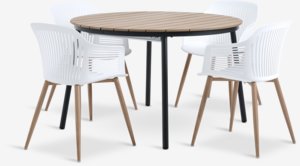 TAGEHOLM D118/168 stół naturalny + 4 VANTORE krzesło biały