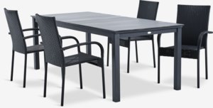 MOSS L214/315 tafel grijs + 4 GUDHJEM stoel zwart