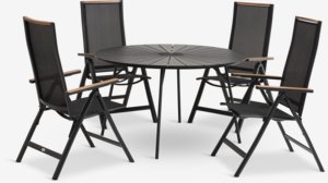 RANGSTRUP Ø130 stôl + 4 BREDSTEN kreslo čierna