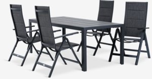 PINDSTRUP L205 tafel + 4 MYSEN stoelen grijs