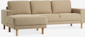 Sofa EGENSE szezlong tkanina piaskowy/kolor dębu