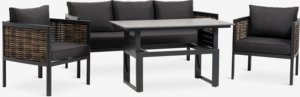 Set muebles jardín SALTEN 5 plazas secado rápido negro