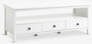 TV bench NORDBY 3 drawers white