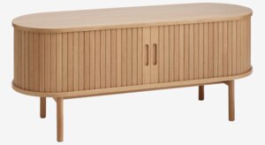 Meuble TV LYNGVIG 120cm 2 portes tambours chêne naturel