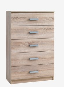 5 drawer chest TAPDRUP wide light oak colour