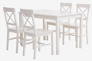 EJBY D118 stôl biela + 4 EJBY stoličky biela