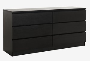 3+3 drawer chest LIMFJORDEN black